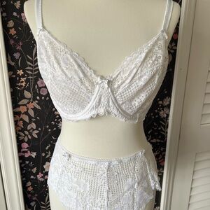Adore Me White Lace Bra and Panty Set